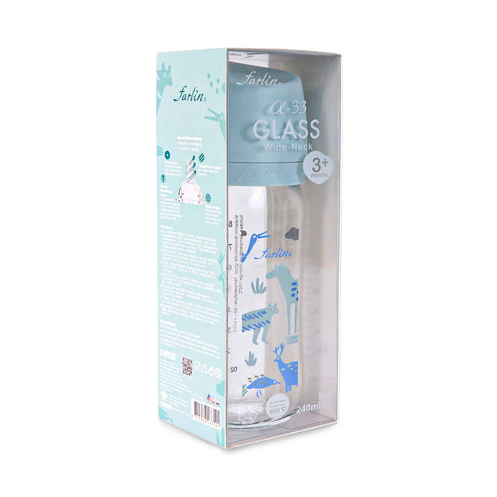 Farlin Wide Neck Glass Feeder 240ml Blue AB-32012 at Zubaidas Online Pakistan