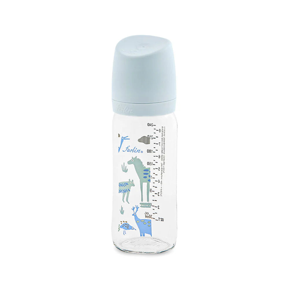 Farlin Wide Neck Glass Feeder 240ml Blue AB-32012 at Zubaidas