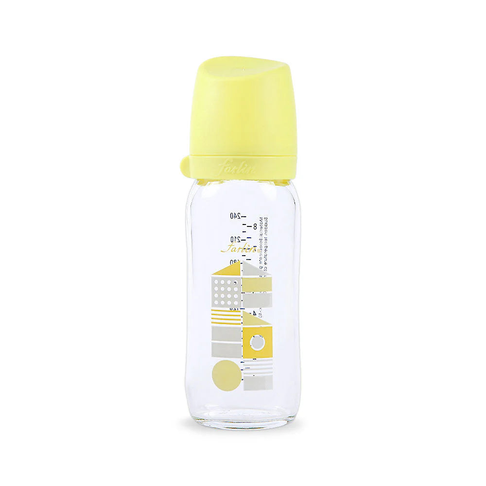 Farlin Wide Neck Glass Feeder 240ml Yellow AB-32012 at Zubaidas