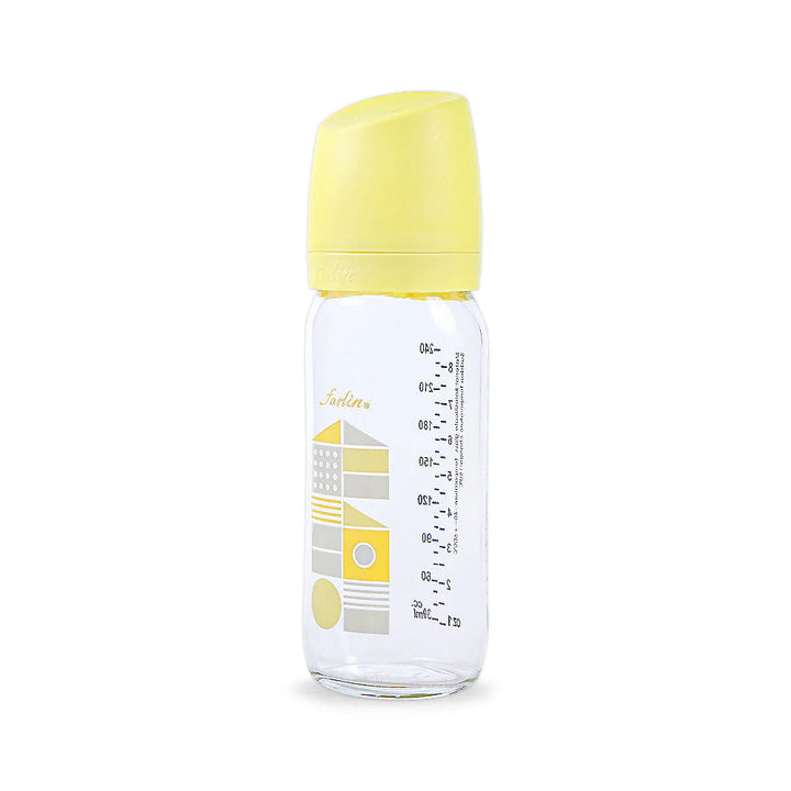 Farlin Wide Neck Glass Feeder 240ml Yellow AB-32012 at Zubaidas Online Pakistan