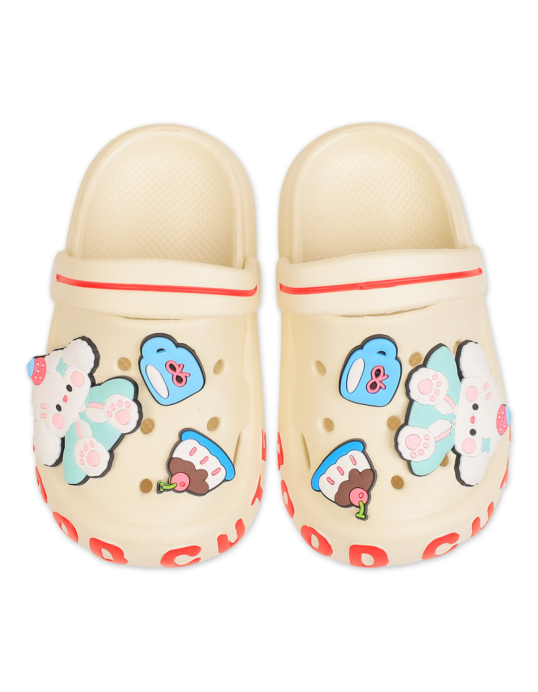 Girl Crocs with Bunny and Sweet Treats Charms Beige at Zubaidas