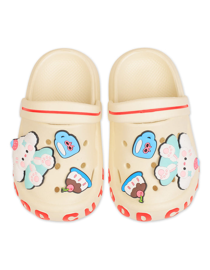 Girl Crocs with Bunny and Sweet Treats Charms Beige at Zubaidas