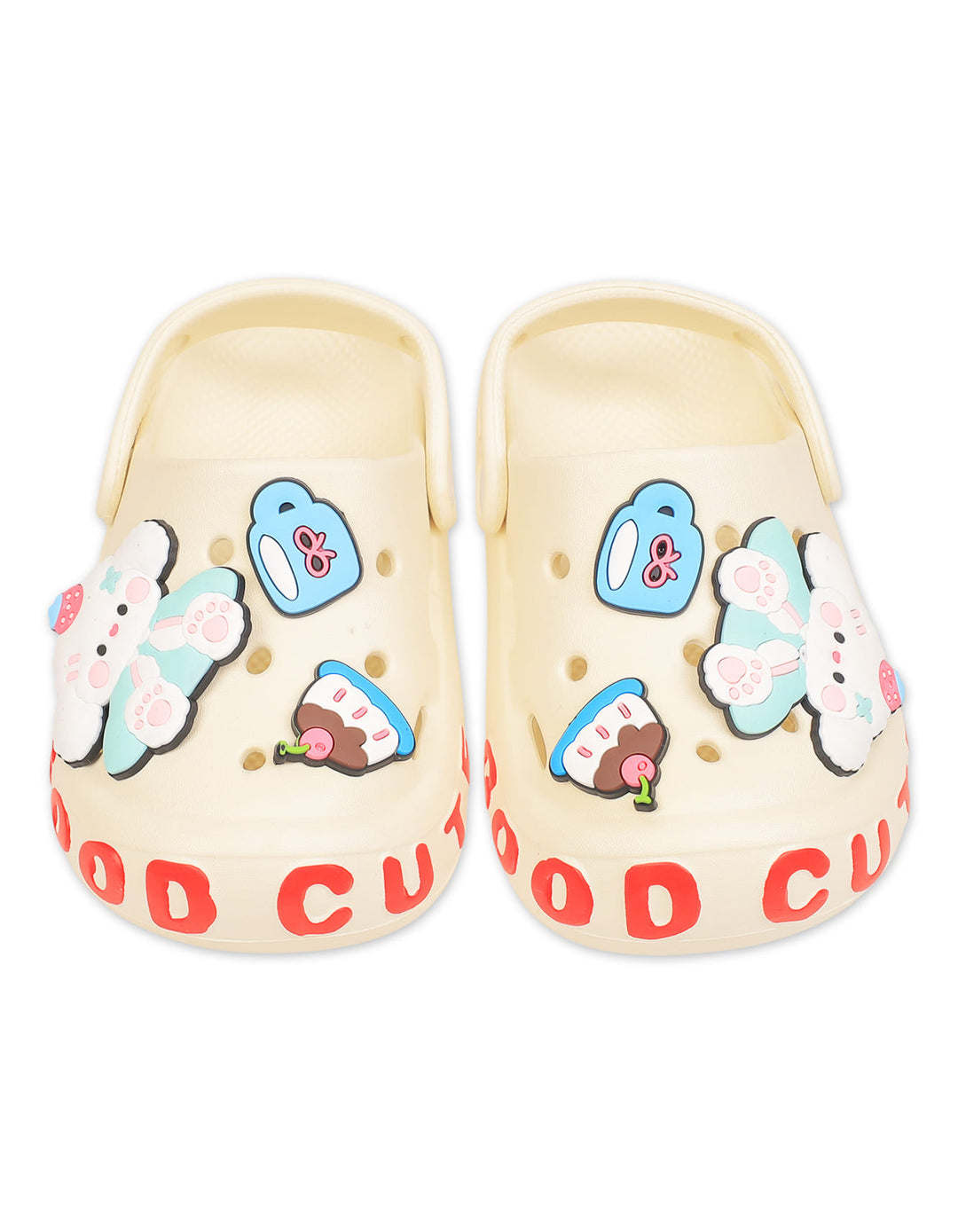 Girl Crocs with Bunny and Sweet Treats Charms Beige at Zubaidas Best Baby Shop Pakistan