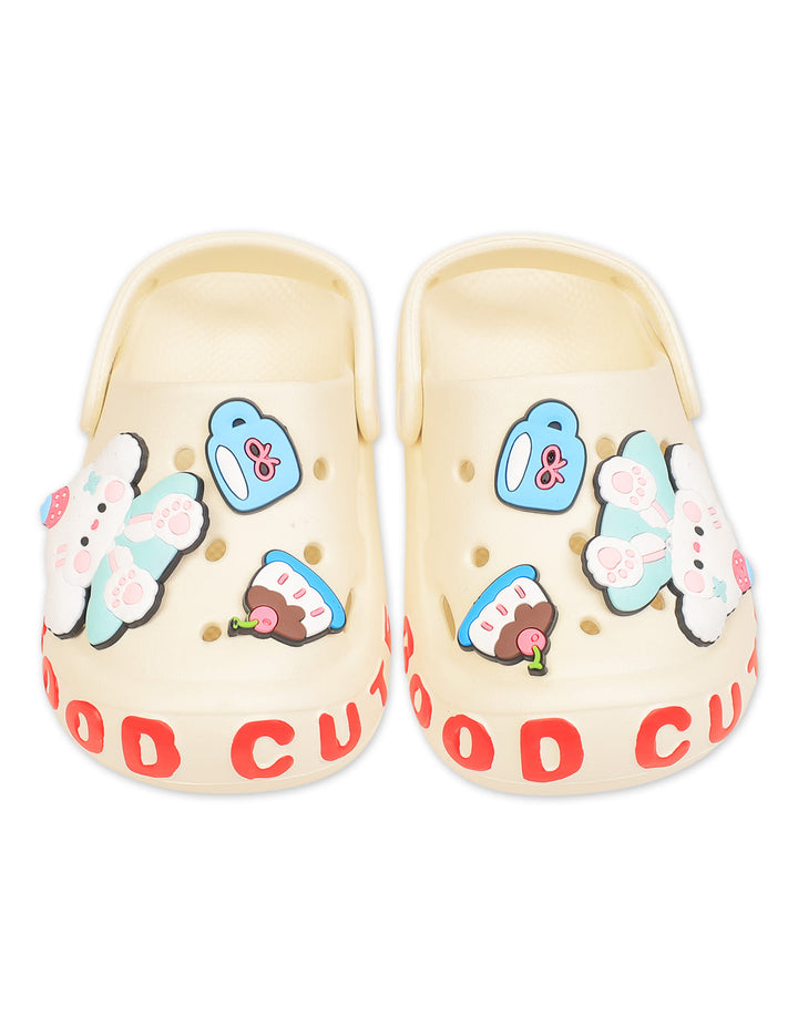 Girl Crocs with Bunny and Sweet Treats Charms Beige at Zubaidas Best Baby Shop Pakistan