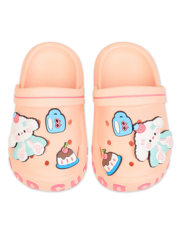 Girl Crocs with Bunny and Sweet Treats Charms Peach at Zubaidas