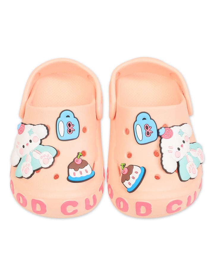 Girl Crocs with Bunny and Sweet Treats Charms Peach at Zubaidas Best baby Shop Pakistan