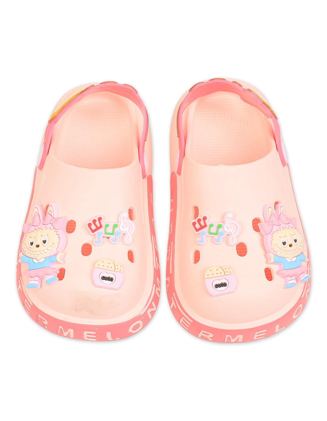 Girl Crocs with Musical Notes and Cute Charms Light Pink at Zubaidas