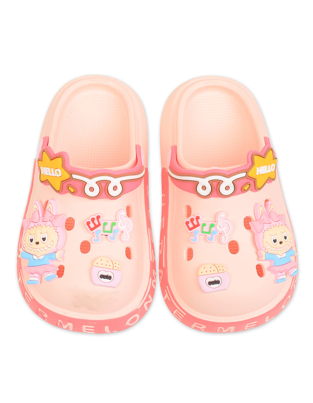 Girl Crocs with Musical Notes and Cute Charms Light Pink at Zubaidas Best Baby Shop Pakistan