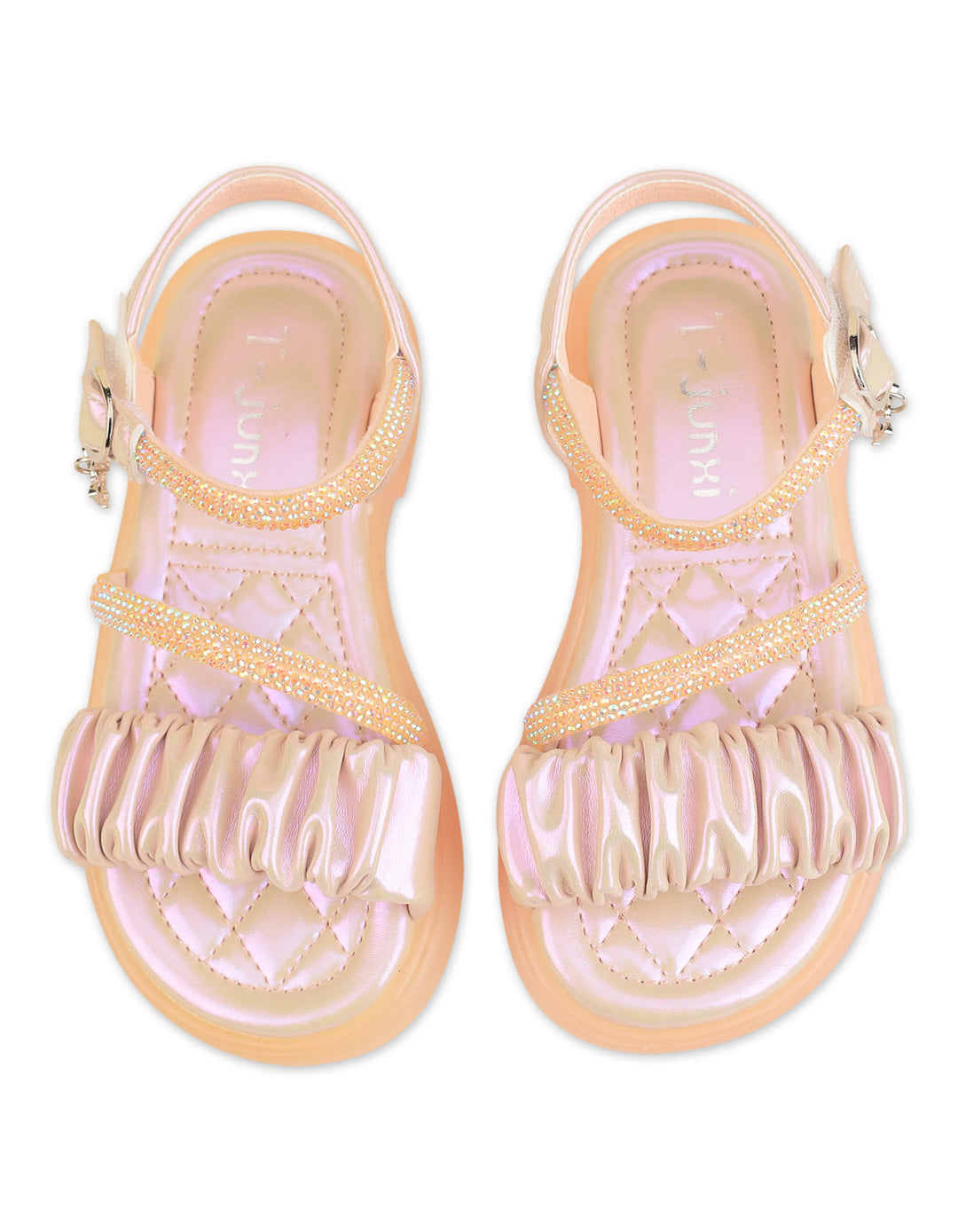 Girl Sandals Ruffle Shimmer Purple at Zubaidas