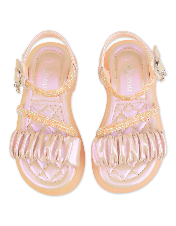 Girl Sandals Ruffle Shimmer Purple at Zubaidas