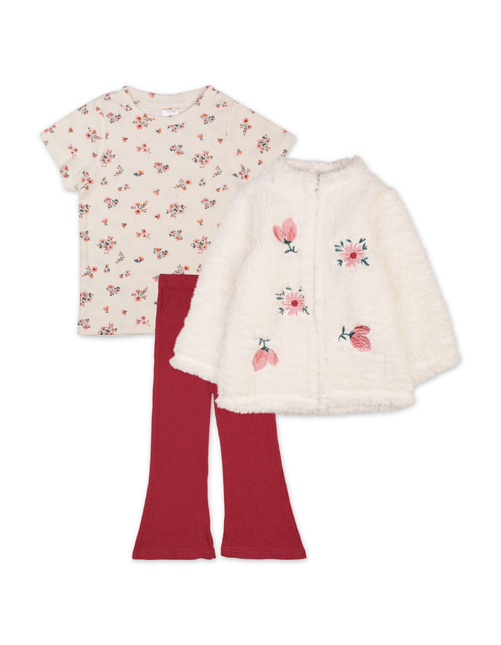 Girls 2 Pieces Winter Outfit Sets Bambies Floral Cream at Zubaidas