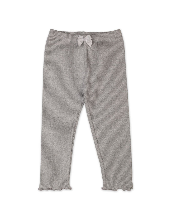 Girls and Baby Girls Ribbed Trousers Bambies Bow Grey at Zubaidas