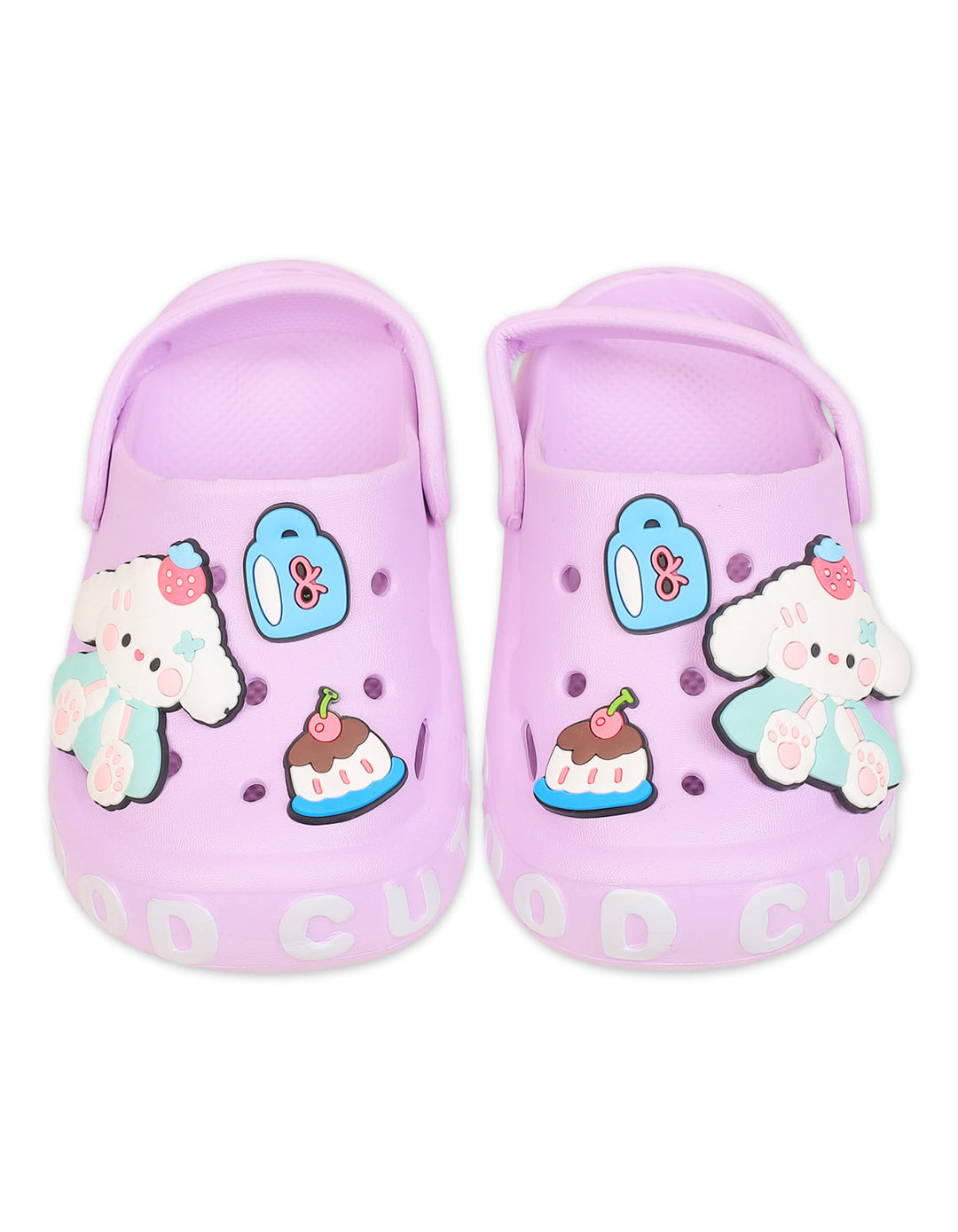 Girls Crocs with Bunny and Sweet Treats Charms Purple at Zubaidas