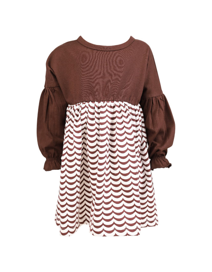 Girls Fancy Apparels Bambies Wave Printed Brown at Zubaidas