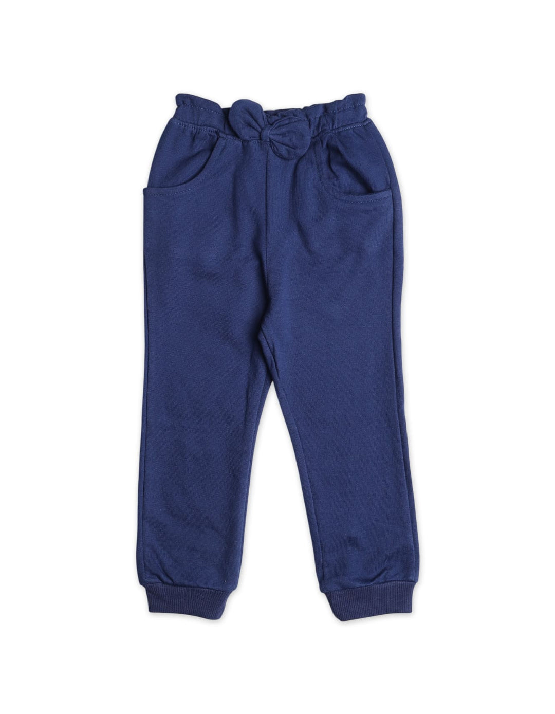 Girls Jogger Trousers Bambies Front Bow Navy Blue at Zubaidas