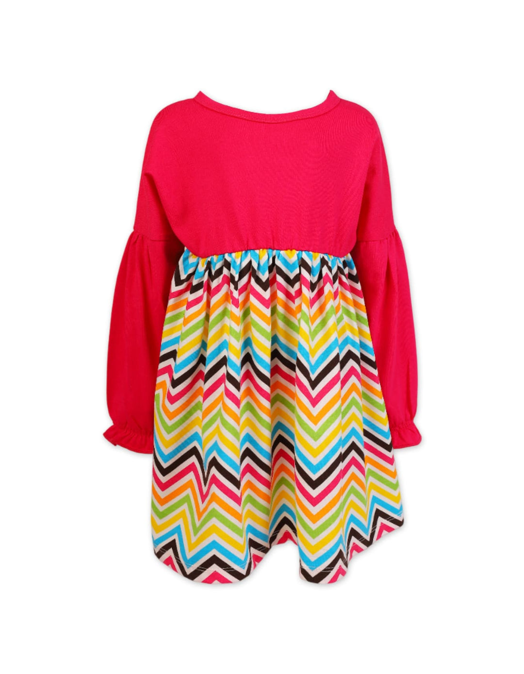 Girls Party Dress Bambies Pink Bodice with Colorful Chevron Print at Zubaidas