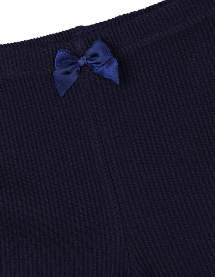 Girls Ribbed Pants Bambies Bow Detail Navy Blue at Zubaidas Pakistan