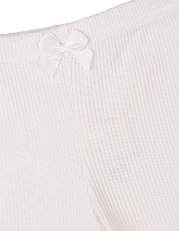 Girls Ribbed Pants Bambies Bow Detail Off White at Zubaidas Pakistan