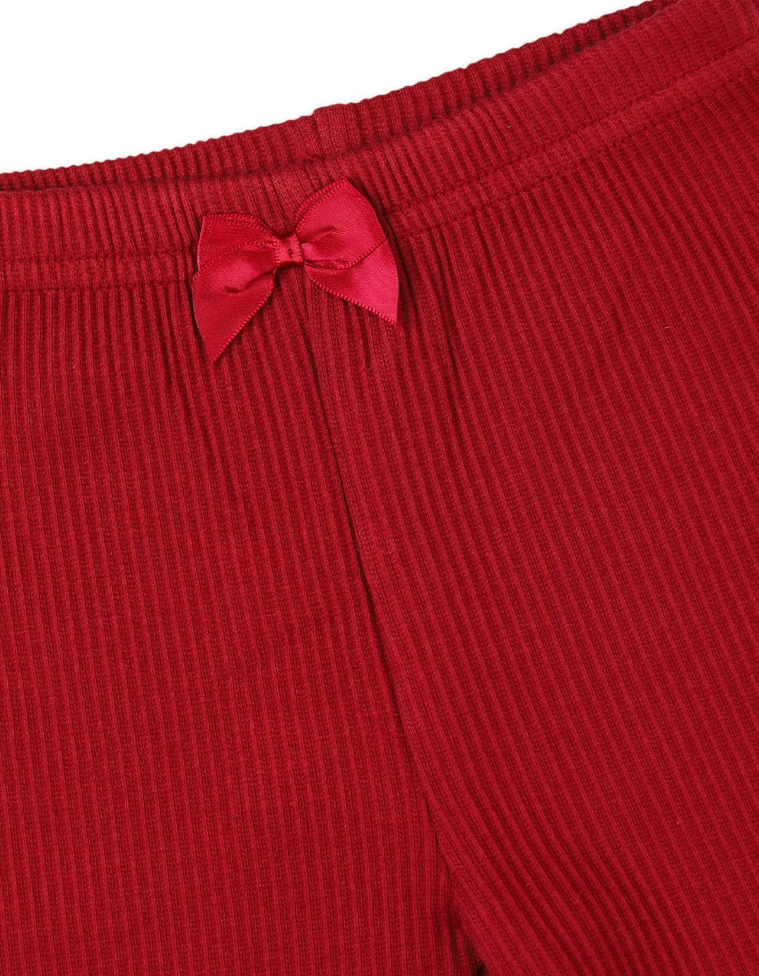 Girls Ribbed Pants Bambies Bow Detail Red at Zubaidas Pakistan