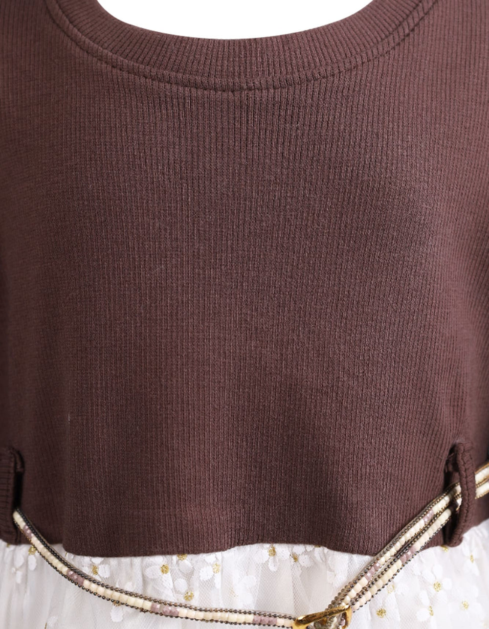 Girls Winter Clothes Bambies Floral Mesh Brown and White at Zubaidas Pakistan