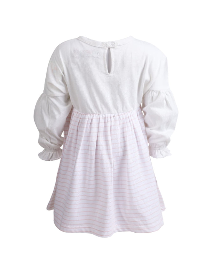 Girls Winter Clothes Bambies Striped White and Pink at Zubaidas Pakistan
