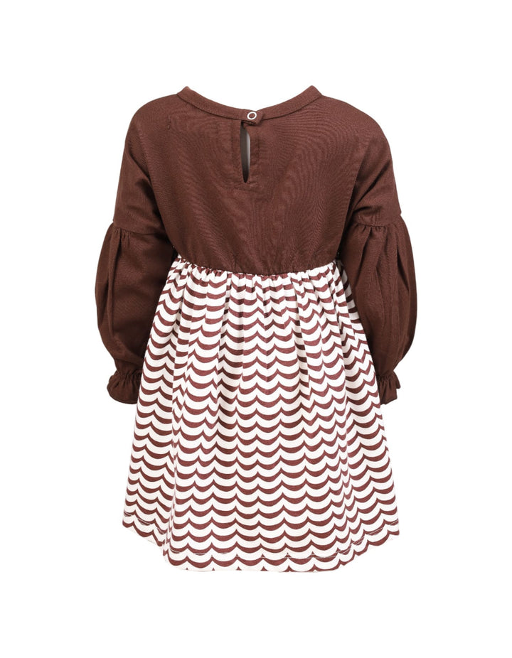 Girls Winter Outfits Bambies Wave Printed Brown at Zubaidas Pakistan