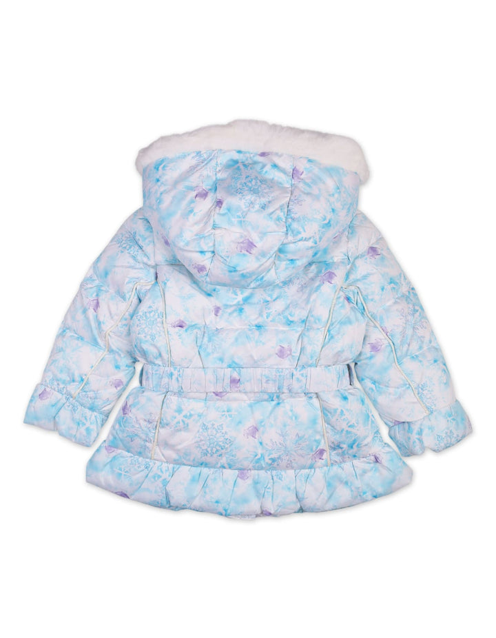 Girls Winter Padded Coats Bambies Hood Snowflake Blue Design at Zubaidas Official