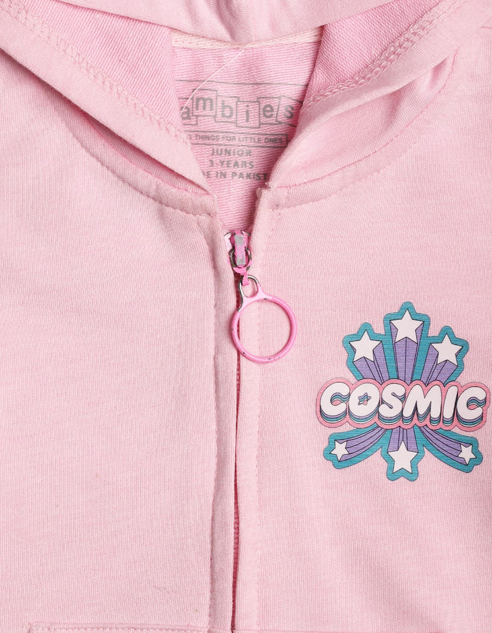 Girls Winter Zipper Jackets Bambies Hooded Cosmic Pink at Zubaidas Pakistan.