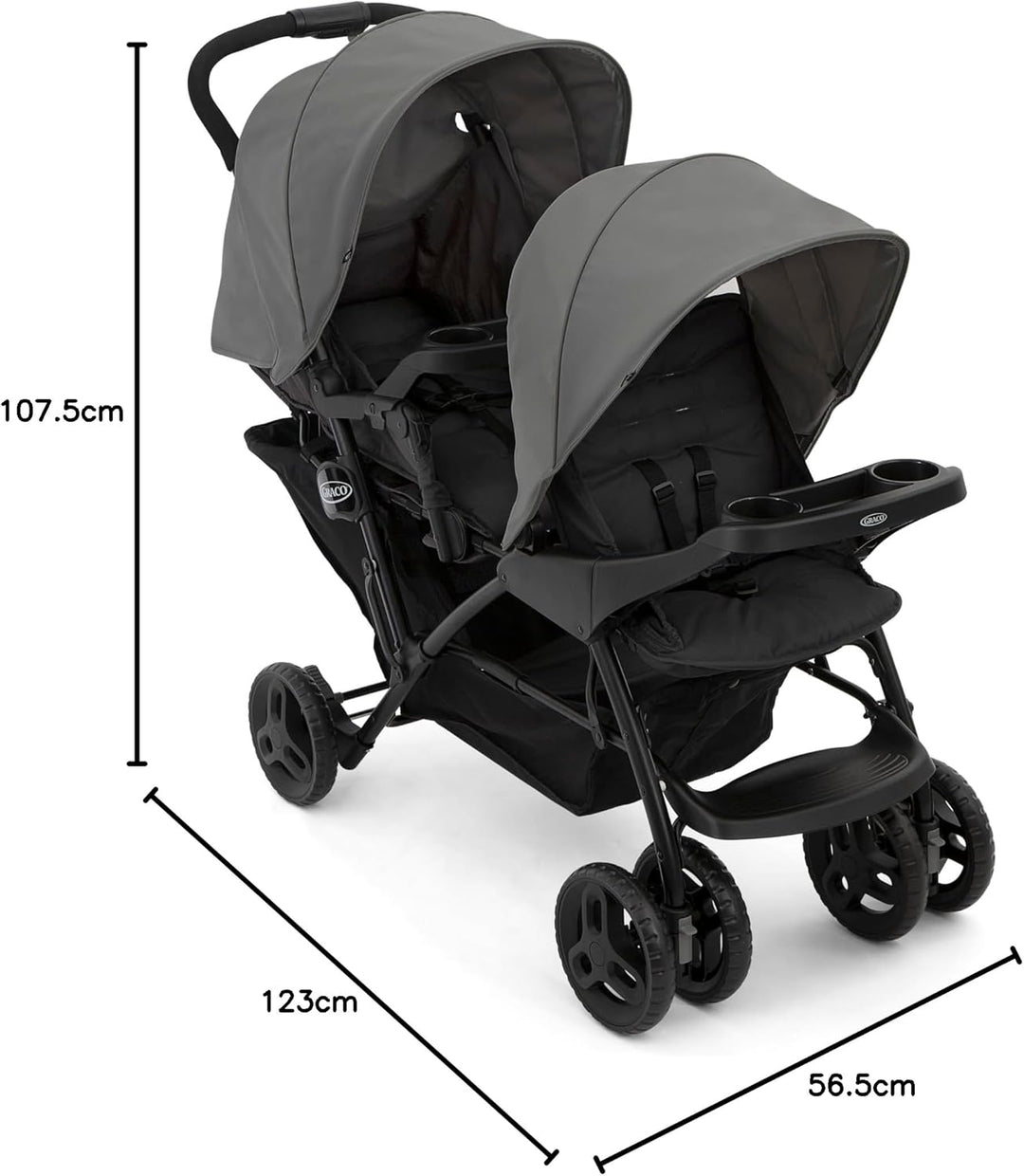 Graco Stadium Duo Tandem Pushchair Double Stroller Titanium 6L199TTNEU at Zubaidas Best Baby Shop in Pakistan