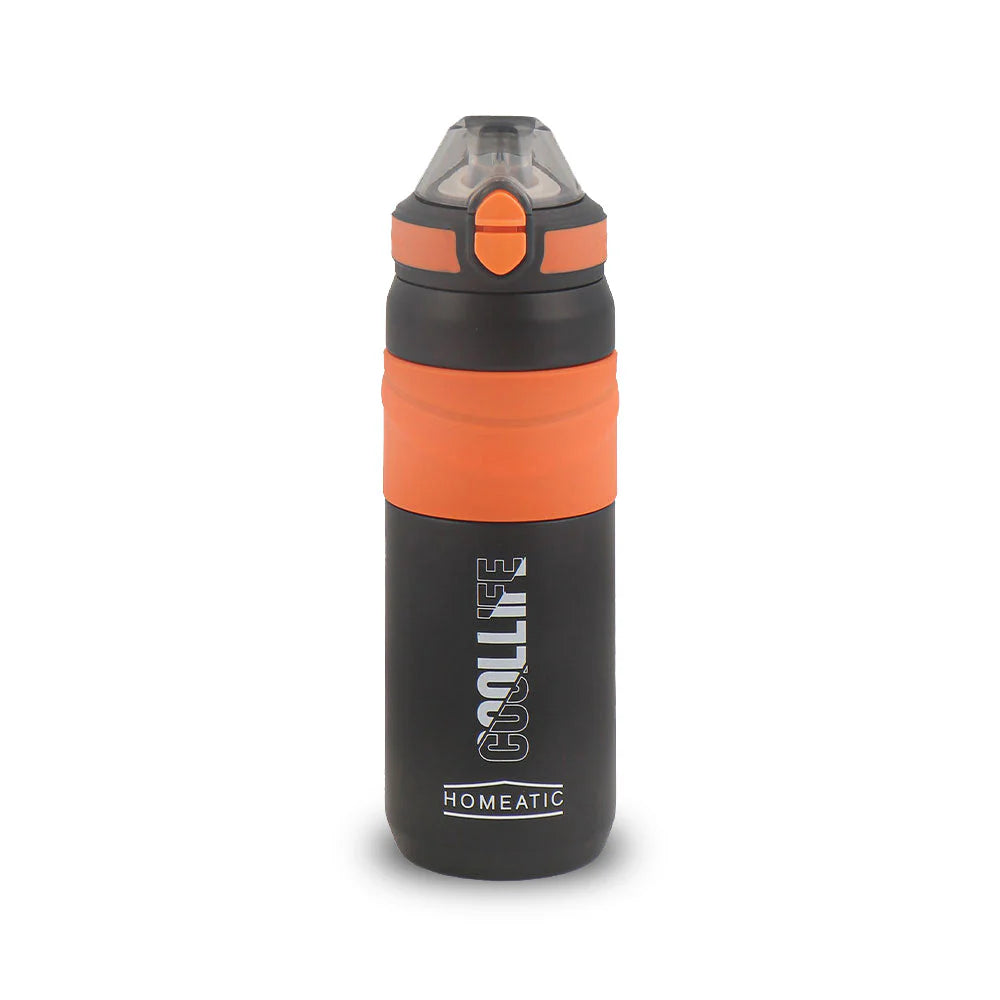 Homeatic Cool Life Vacuum Flask 650ML Black Steel Water Bottle at Zubaidas