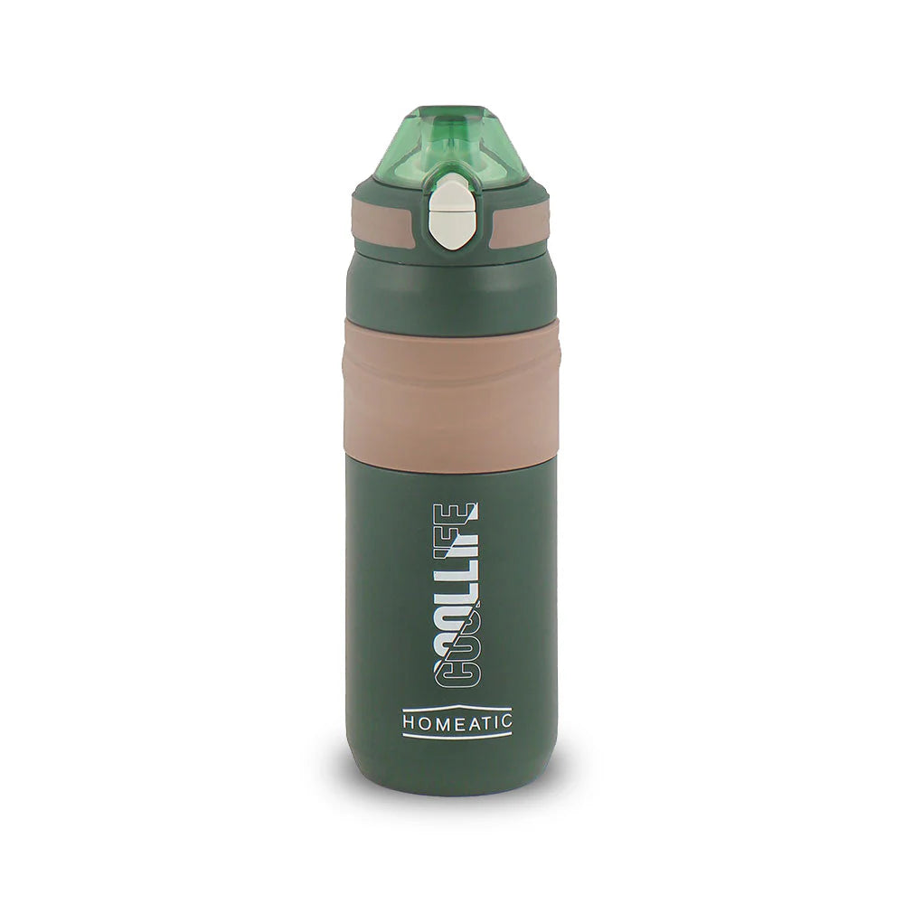Homeatic Cool Life Vacuum Flask 650ML Green Steel Water Bottle at Zubaidas