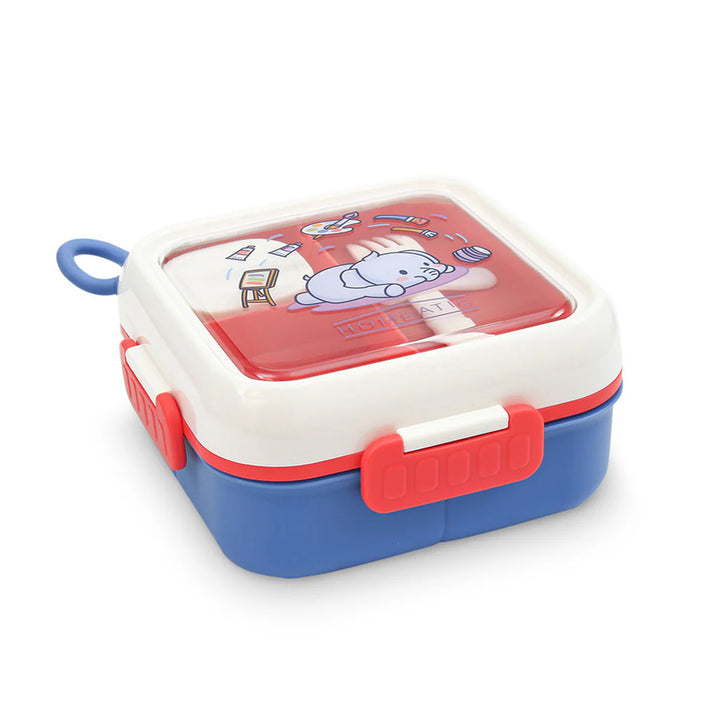 Homeatic Dreamy Friends Plastic Blue 1 Ltr Lunch Box with Cutlery at Zubaidas