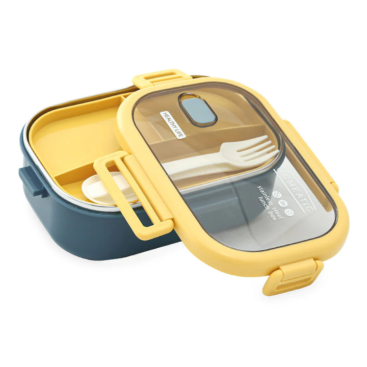 Homeatic Duo Bento Stainless Steel Blue 850 ml Lunch Box with Cutlery at Zubaidas Online Pakistan