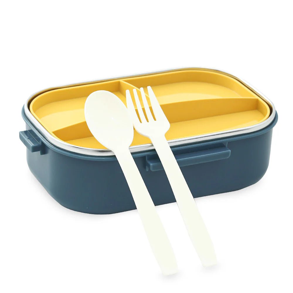 Homeatic Duo Bento Stainless Steel Blue 850 ml Lunch Box with Cutlery at Zubaidas Best Online Baby and Kids Shop in Pakistan