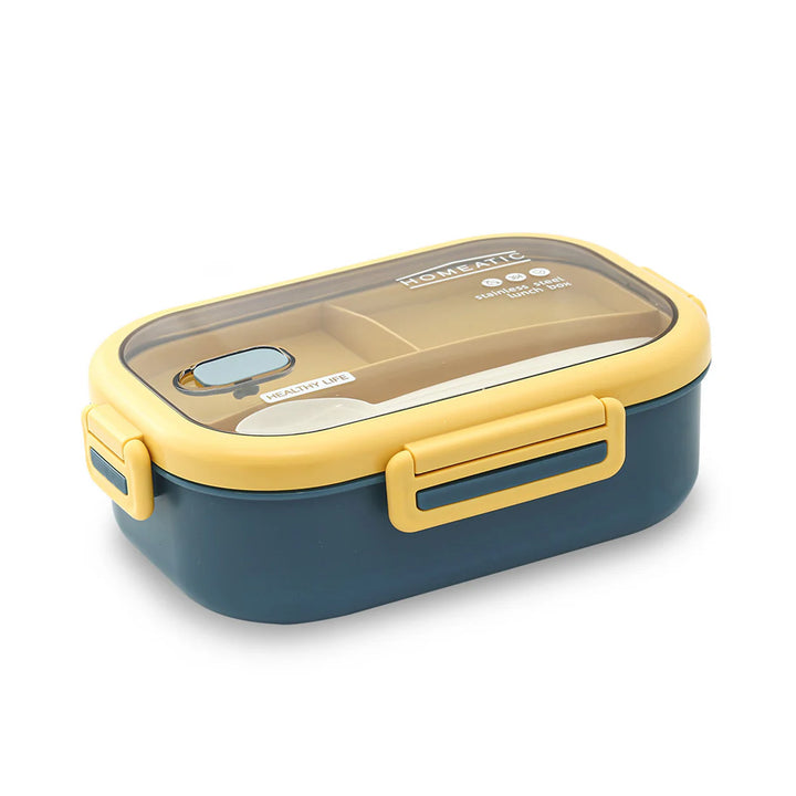 Homeatic Duo Bento Stainless Steel Blue 850 ml Lunch Box with Cutlery at Zubaidas