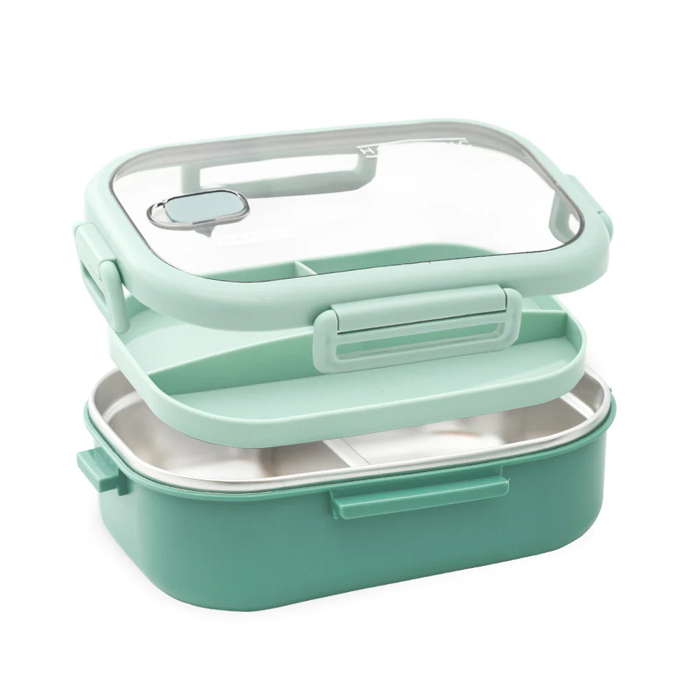 Homeatic Duo Bento Stainless Steel Green 850 ml Lunch Box with Cutlery at Zubaidas Official Pakistan