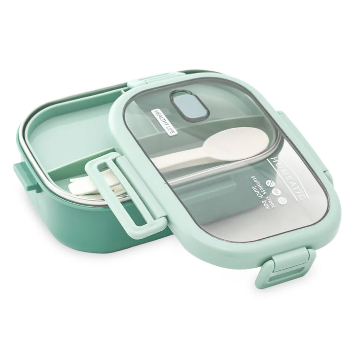Homeatic Duo Bento Stainless Steel Green 850 ml Lunch Box with Cutlery at Zubaidas Online Pakistan
