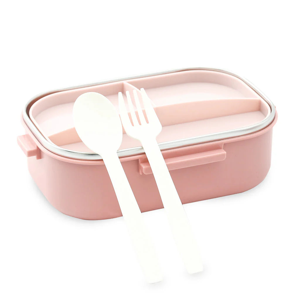 Homeatic Duo Bento Stainless Steel Pink 850 ml Lunch Box with Cutlery at Zubaidas Best Online Baby and Kids Shop in Pakistan