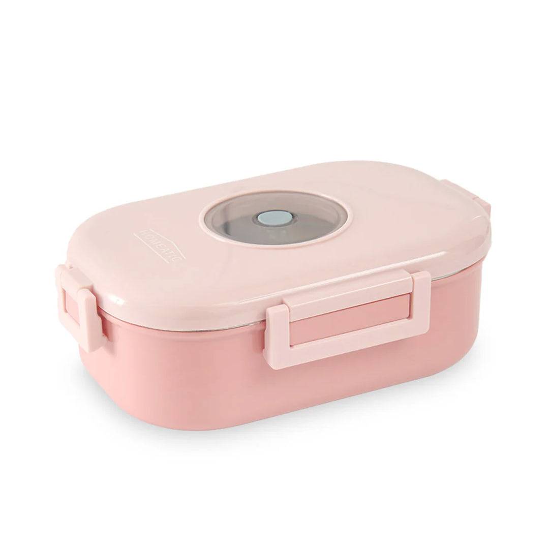 Homeatic Duo Layer Bento Stainless Steel Pink 980 ML Lunch Box at Zubaidas