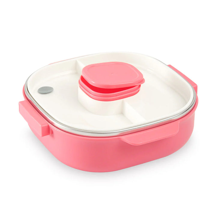 Homeatic Friends Stainless Steel Pink 700 ML Lunch Box with Cutlery at Zubaidas Official Pakistan