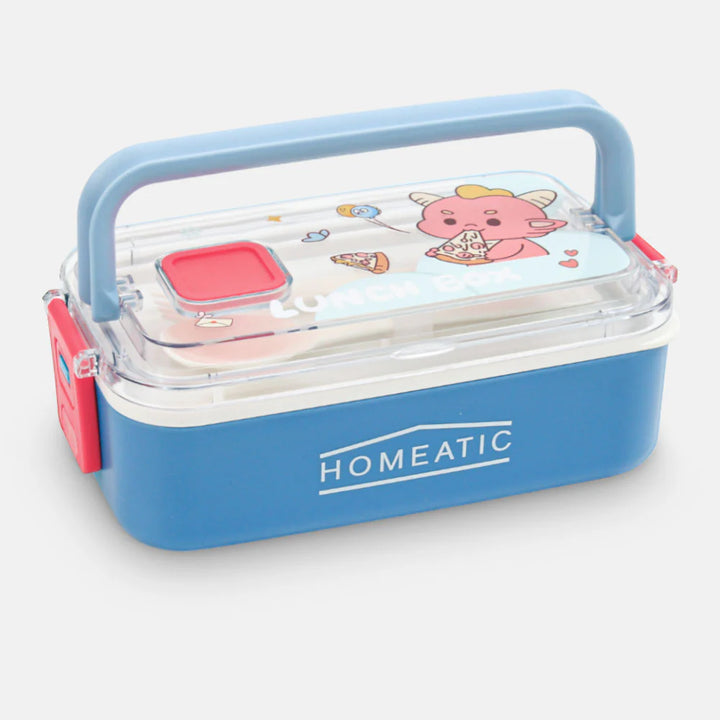 Homeatic Kawai Friends Blue Plastic 1 Ltr Lunch Box with Cutlery at Zubaidas Official Pakistan