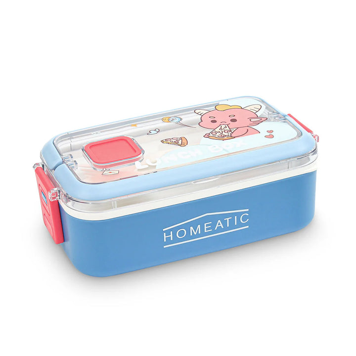 Homeatic Kawai Friends Blue Plastic 1 Ltr Lunch Box with Cutlery at Zubaidas