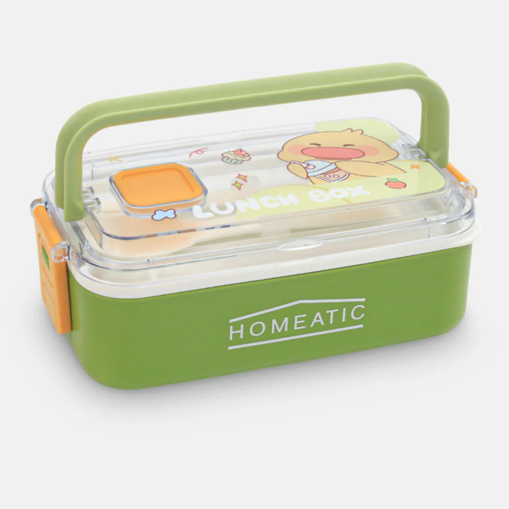 Homeatic Kawai Friends Green Plastic 1 Ltr Lunch Box with Cutlery at Zubaidas Official Pakistan