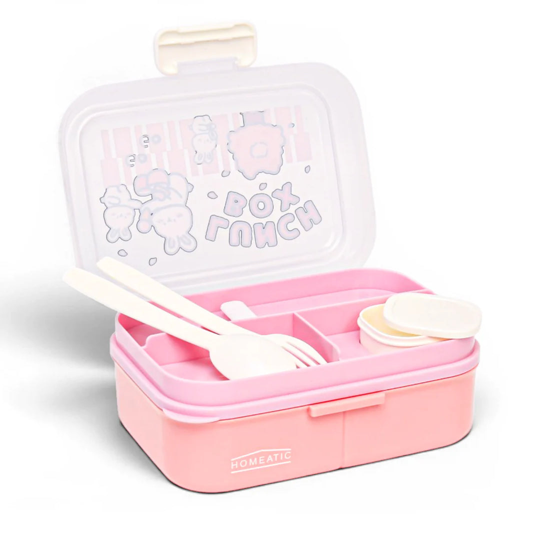 Homeatic Kids Bento Pink 1.15 Ltr Lunch Box with Cutlery at Zubaidas Online Pakistan
