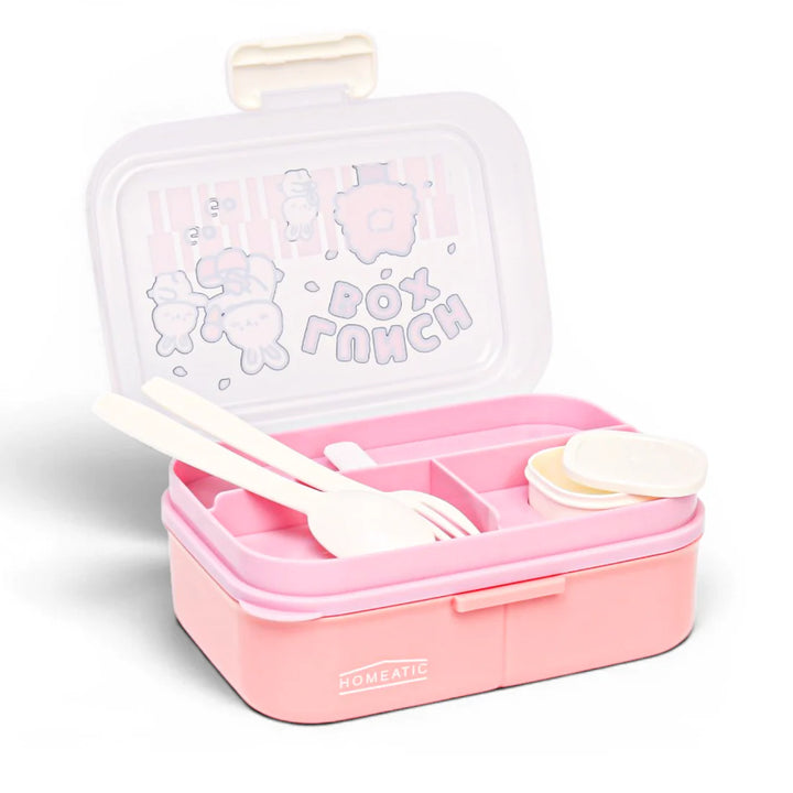Homeatic Kids Bento Pink 1.15 Ltr Lunch Box with Cutlery at Zubaidas Online Pakistan