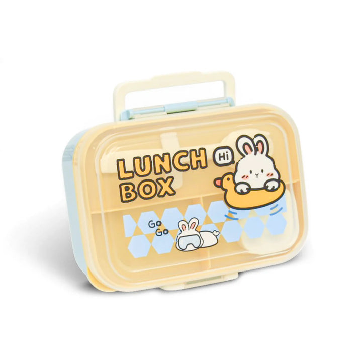 Homeatic Kids Bento Yellow and Sky Blue 1.15 Ltr Lunch Box with Cutlery at Zubaidas Official Pakistan