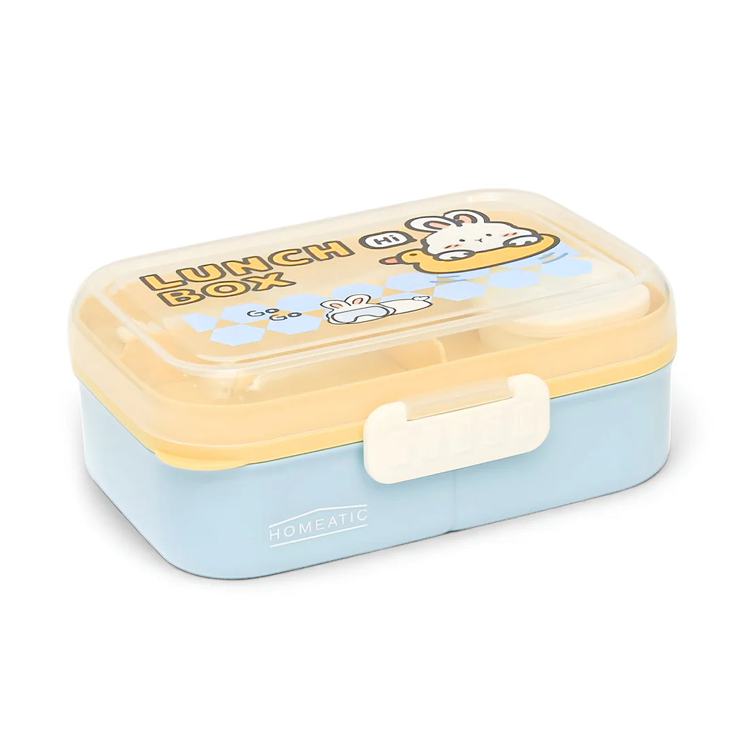Homeatic Kids Bento Yellow and Sky Blue 1.15 Ltr Lunch Box with Cutlery at Zubaidas