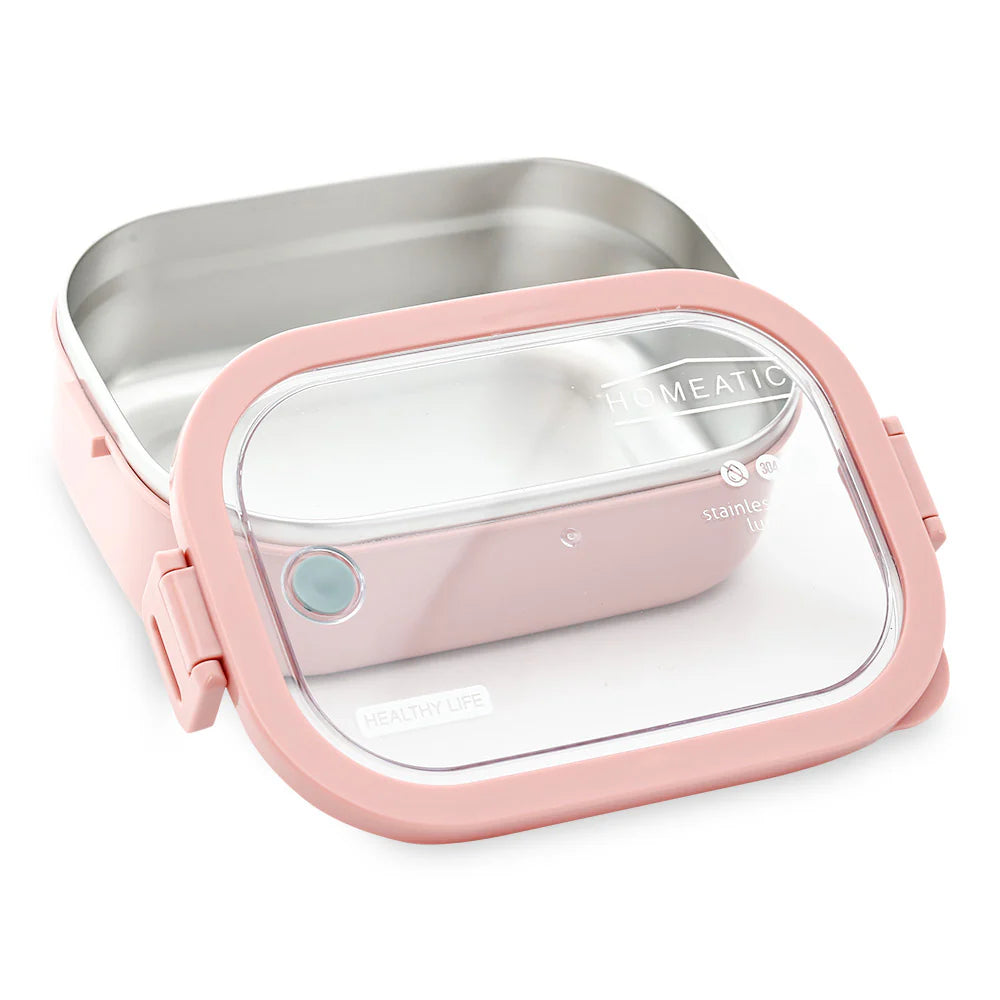 Homeatic Large Bento Stainless Steel Pink 1300 ML Lunch Box at Zubaidas Official Pakistan