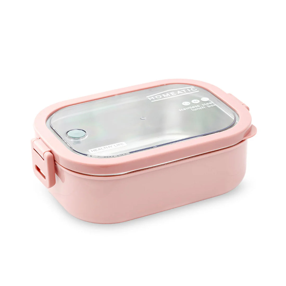 Homeatic Large Bento Stainless Steel Pink 1300 ML Lunch Box at Zubaidas