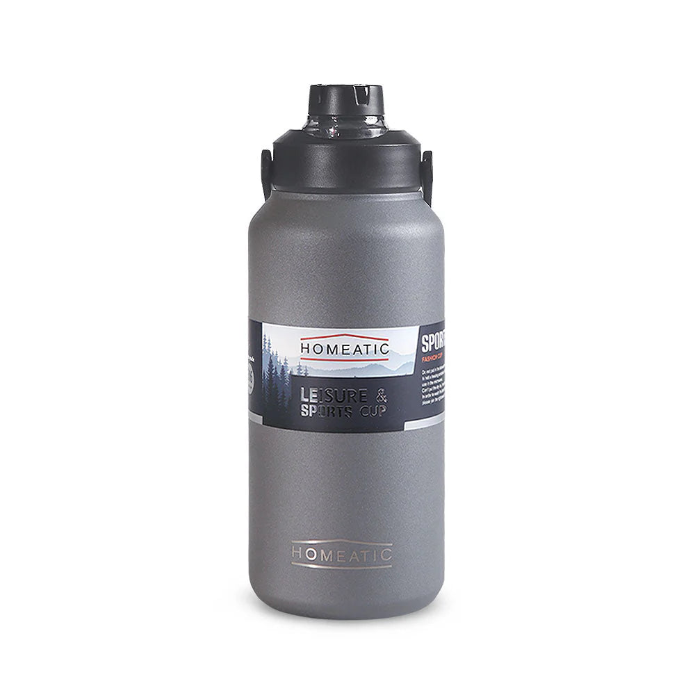 Homeatic Leisure and Sports Vacuum Flask 1300ML Grey Steel Water Bottle at Zubaidas